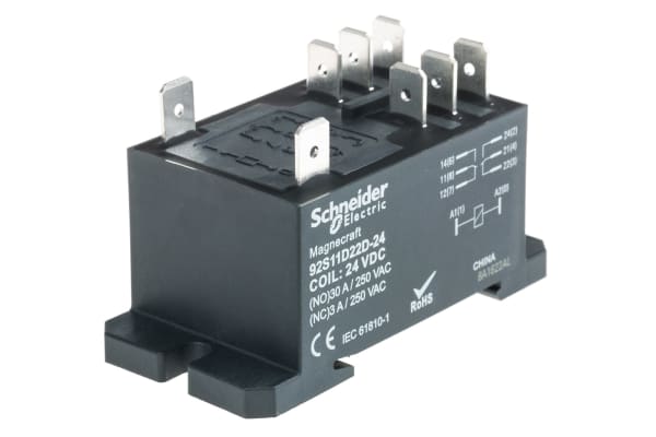 Product image for Power relay, DPDT, 30A-NO, 3A-NC, 300 V