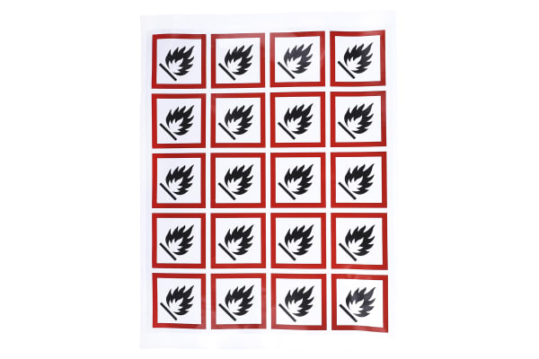 Product image for 40x40mm Flammable GHS Label, Sheet of 20