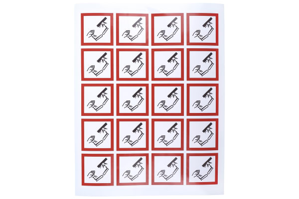 Product image for 40x40mm Corrosive GHS Label, Sheet of 20