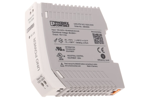 Product image for DIN RAIL PSU UNO-PS/1AC/15DC/30W