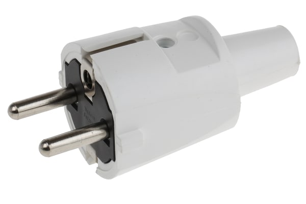 Product image for SCHUKO STRAIGHT PLUG PVC WHITE CEE 7 16A