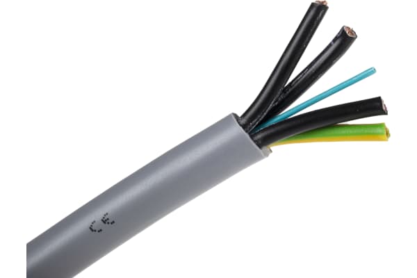 Product image for RS PRO 4 Core Unscreened YY Control Cable, 4 mm², Grey PVC Sheath, 50m, 11 AWG