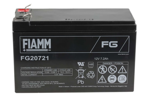 Product image for FIAMM LEAD ACID BATTERY 12V 7.2AH