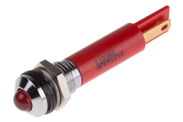 Product image for 8mm prom hyper bright LED, red 110Vac