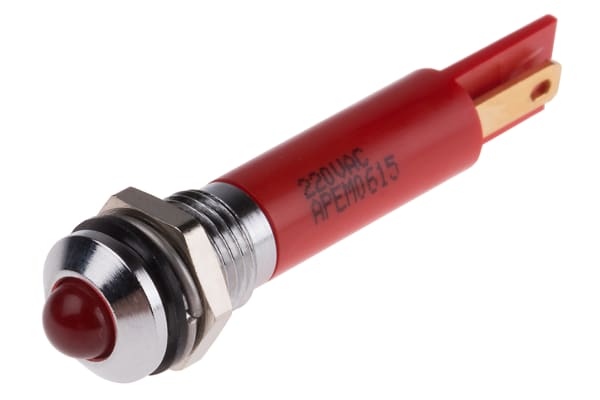Product image for 8mm prom hyper bright LED, red 220Vac