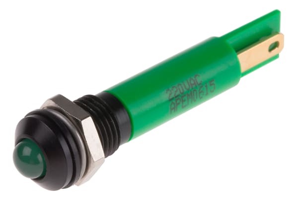 Product image for 8mm prom hyper bright LED, green 220Vac