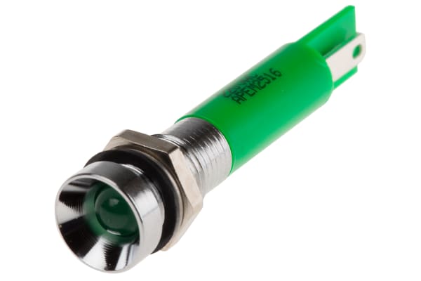 Product image for 8mm recess hyper bright LED, green 220V