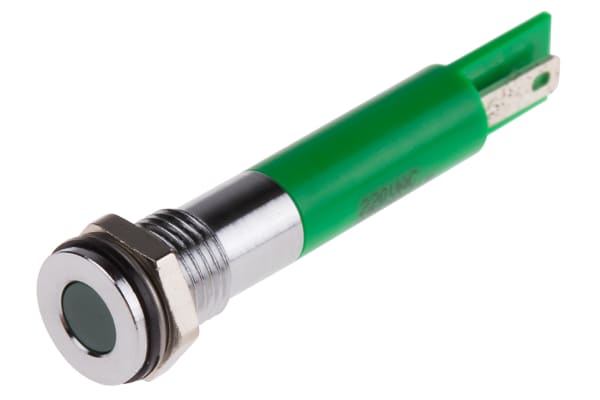 Product image for 8mm flush hyper bright LED, green 220Vac