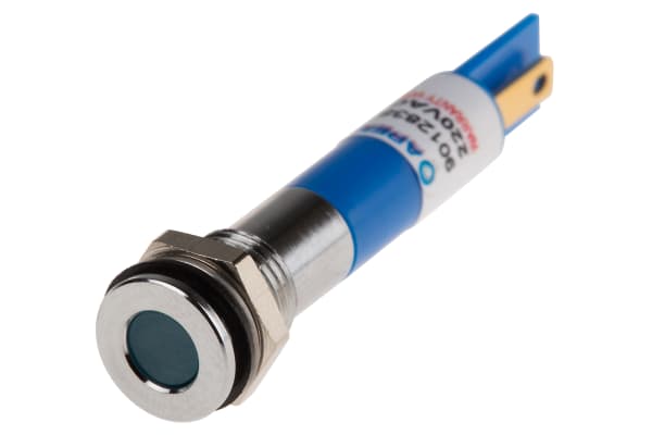 Product image for 8mm flush hyper bright LED, blue 220Vac