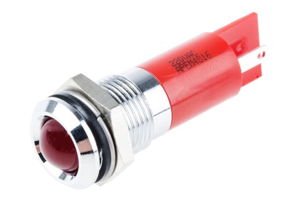 Product image for 14mm prom hyper bright LED, red 220Vac