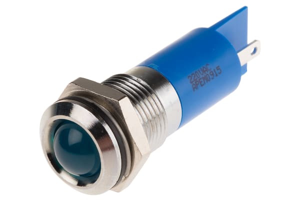 Product image for 14mm prom hyper bright LED, blue 220Vac