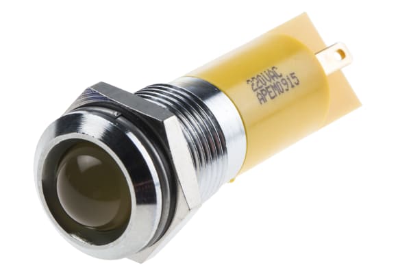 Product image for 14mm prom hyper bright LED,yellow 220Vac