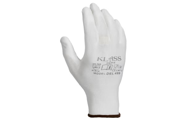 Product image for WHITE PU COATED POLYESTER GLOVE, 8