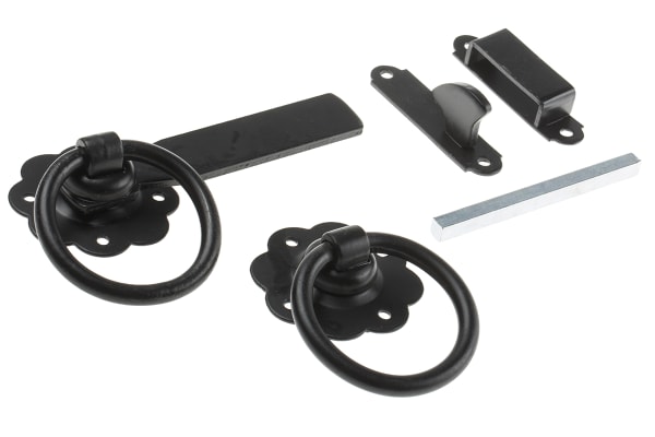 Product image for 125mm Black Ring Gate Latch-Plain