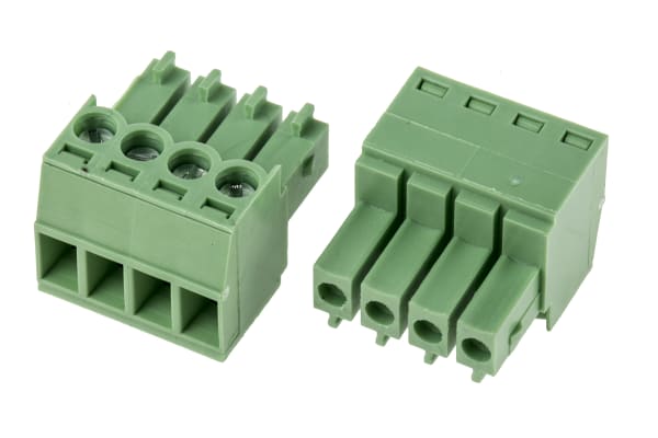 Product image for 3.5mm PCB terminal block, R/A plug, 4P