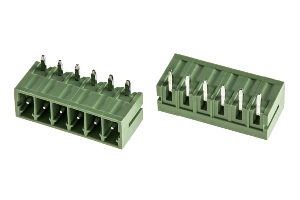 Product image for 3.5mm PCB terminal block, R/A header, 6P