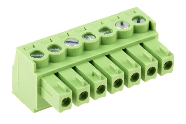 Product image for 3.81mm PCB terminal block, R/A plug, 7P