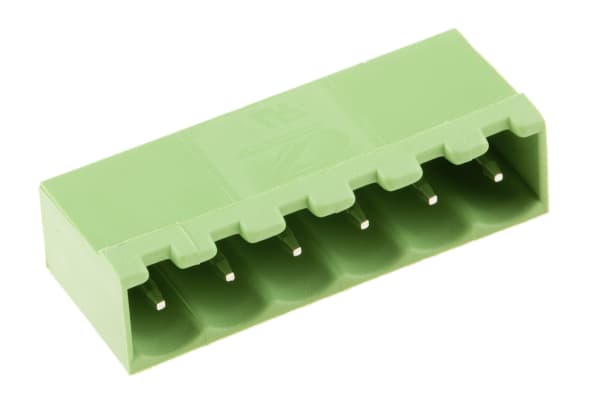 Product image for 5mm PCB terminal block, R/A header, 6P