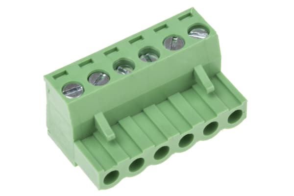 Product image for 5.08mm PCB terminal block, R/A plug, 6P