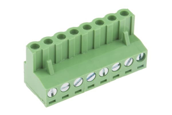 Product image for 5.08mm PCB terminal block, R/A plug, 8P