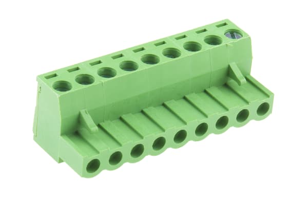 Product image for 5.08mm PCB terminal block, R/A plug, 9P