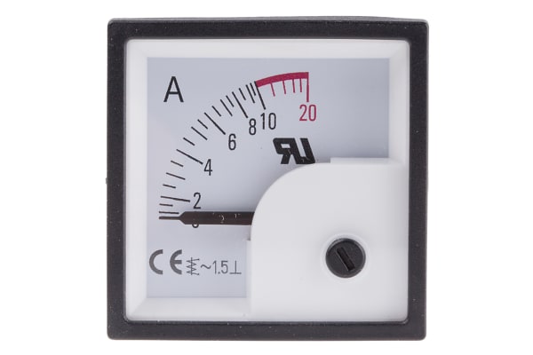 Product image for AC Ammeter 48x48 90 deg 0-10/20A