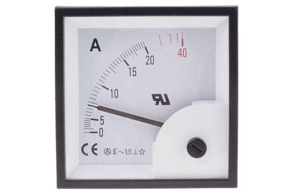 Product image for AC Ammeter 72x72 90 deg 0-20/40A