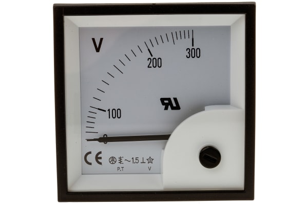 Product image for AC Voltmeter 72x72mm 90 deg scale 300V