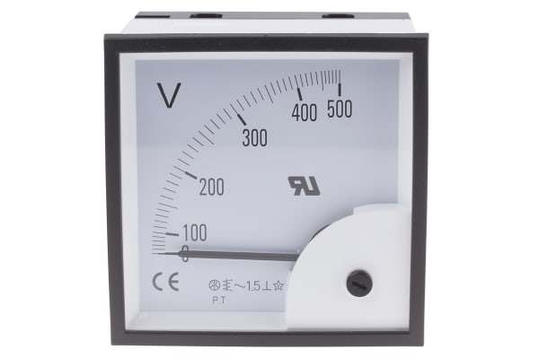 Product image for AC Voltmeter 96x96mm 90 deg scale 500V