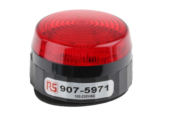 Product image for LED Beacon, Red, Low Prof, 110-230Vac