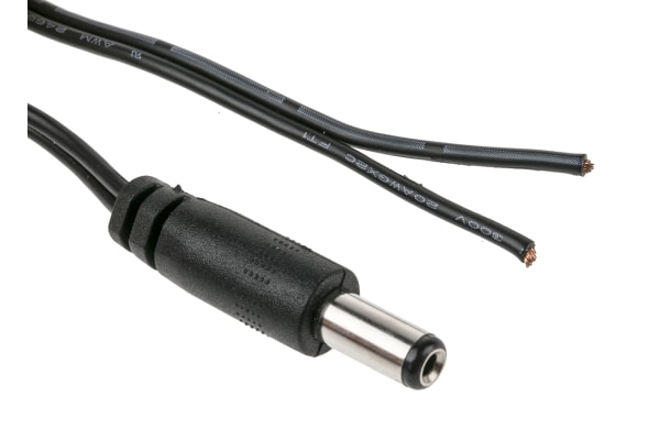 Product image for 2.1mm connector to bare ended cable