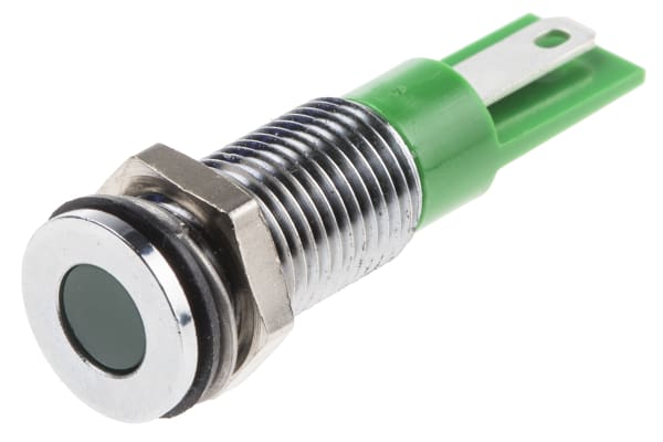 Product image for 8mm flush long bezel LED, green 24Vdc