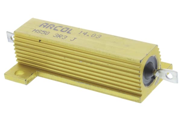 Product image for Arcol HS50 Series Aluminium Housed Axial Wire Wound Panel Mount Resistor, 3.3Ω ±5% 50W