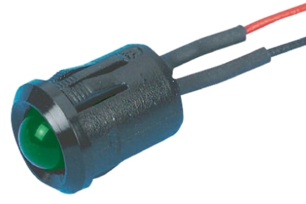 Product image for RS PRO Green Indicator, 24 V dc, 12mm Mounting Hole Size, Lead Wires Termination