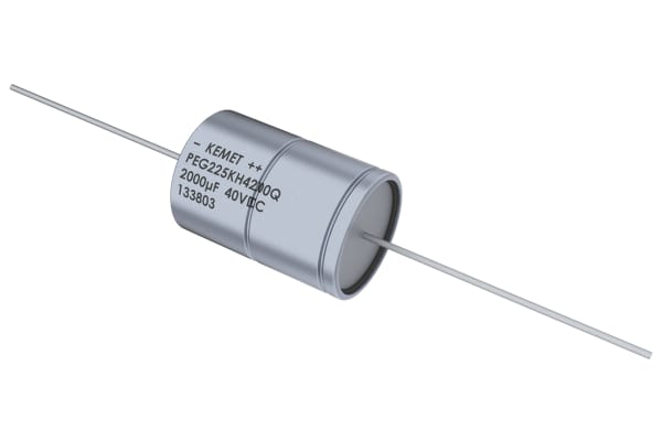 Product image for PEG225, CAPACITOR, AXIAL, 2200UF, 25V