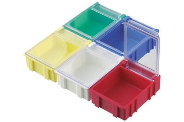 Product image for RED/CLEAR STD SMD HINGED LID BOX,N3