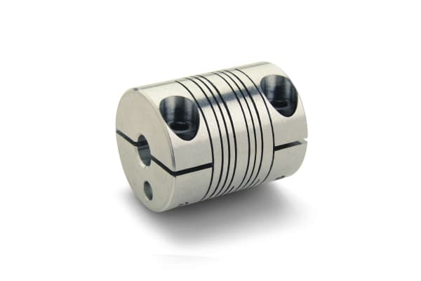 Product image for Ruland Aluminium Flexible Beam Coupling, PCMR25-6-6-A, Bore A 6mm Bore B 6mm Clamp