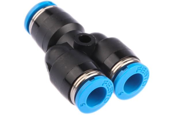 Product image for Festo QSY Series Y Tube-to-Tube Adaptor, Push In 6 mm to Push In 6 mm, Tube-to-Tube Connection Style