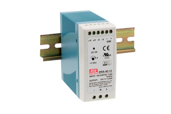 Product image for 40W DIN Rail Panel Mount PSU 12Vdc 3.33A