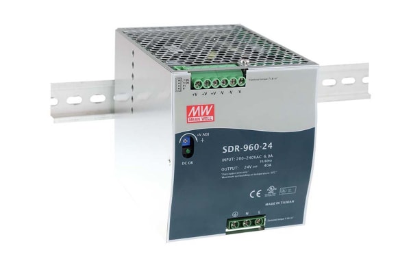 Product image for 960W DIN Rail Panel Mount PSU 24Vdc 40A