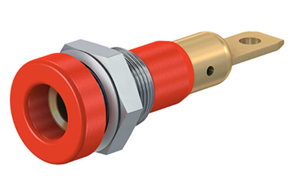 Product image for 4MM PANEL SOCKET, 4.8MM TAB, RED