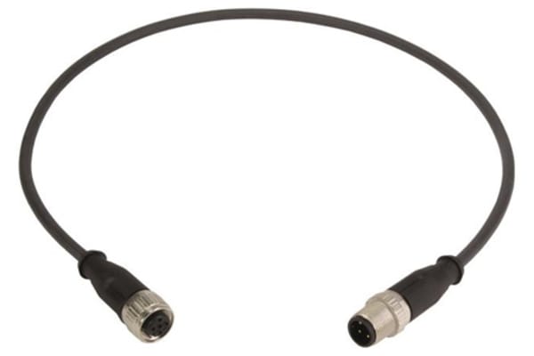 Product image for M12 Cable Assembly A-cod st/st m/f 0,6m