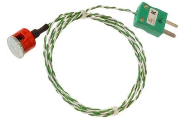 Product image for THERMOCOUPLE 2M TYPE K, BUTTON MAGNET