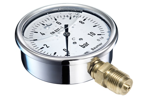 Product image for PRESSURE GAUGE S/STEEL100MM G1/2 0-10BAR