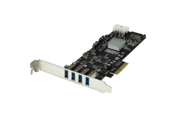 Product image for 4 Port PCIe Quad Bus USB 3.0 Card