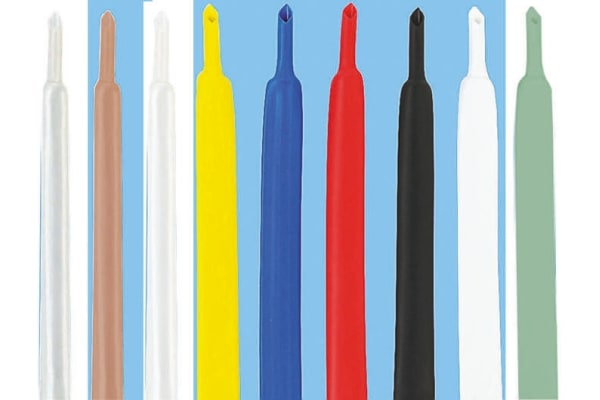 Product image for TE Connectivity Heat Shrink Tubing, White 9.5mm Sleeve Dia. x 1.2m Length 2:1 Ratio, RNF-100 Series