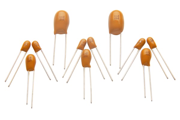 AVX Tantalum Capacitor 10μF 35V dc Solid ±10% Tolerance TAP Series - RS  Components Indonesia