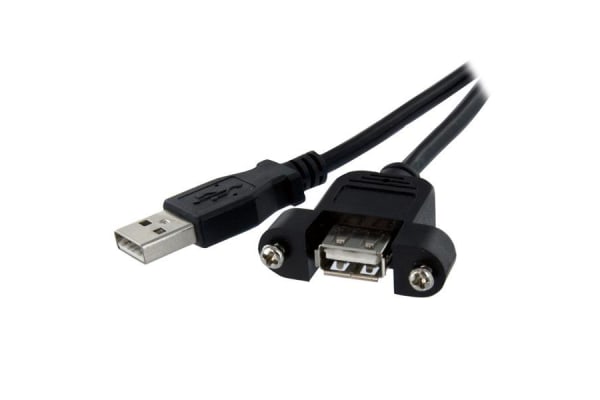 Product image for 2 ft Panel Mount USB Cable A to A - F/M