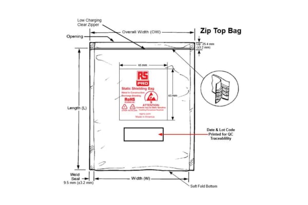 Product image for Zip-lock shielding bag,51x76mm 100pcs