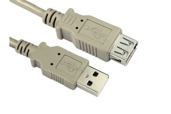Product image for RS PRO Male USB to Female USB USB Extension Cable, 3m
